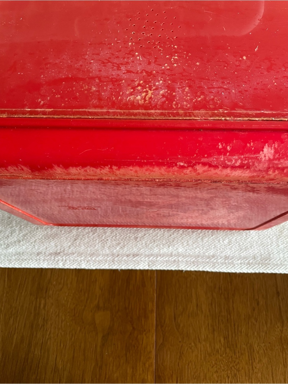 LUSTRO-WARE No. B-20 Plastic Vintage Retro BREAD Box Red/Cream Hinge Lid GUC - Picture 6 of 11